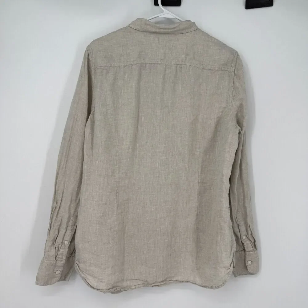 J.Crew Baird McNutt Irish Linen Shirt Beige Button Up Slim Capsule Size 16 TALL